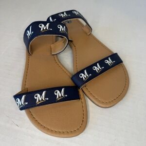 Women's Milwaukee Brewers MLB Double Strap Sandals. Sz Medium